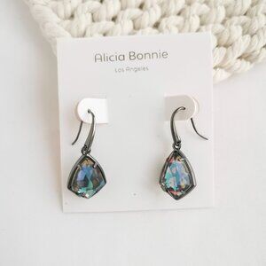 Alicia Bonnie Miley - Gunmetal Black Light Gray Dichroic Glass Drop Earrings